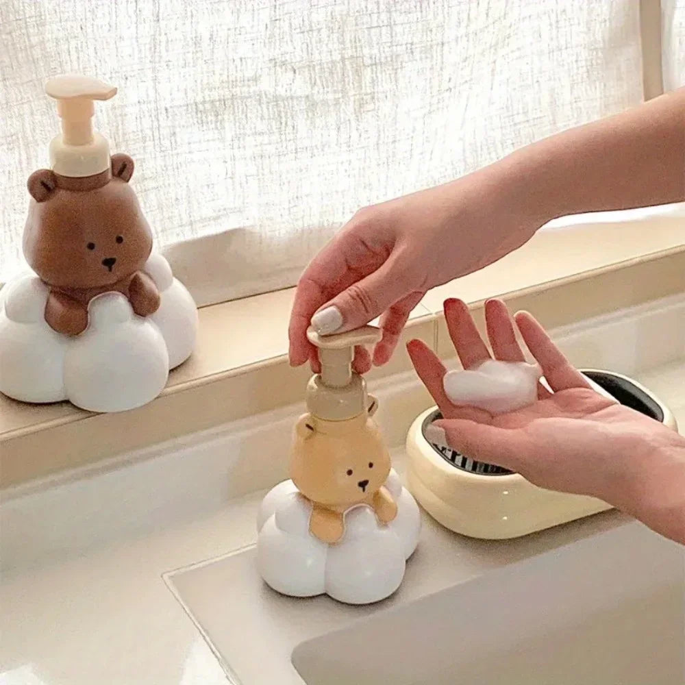 New Cartoon Cloud Bear Foam Bottle Cute Cartoon Hand Wash Pump Shampoo Cleanser Foaming Mousse Dispenser Bathroom Bathing Bottle Peaceful Pleasures Health and Wellness