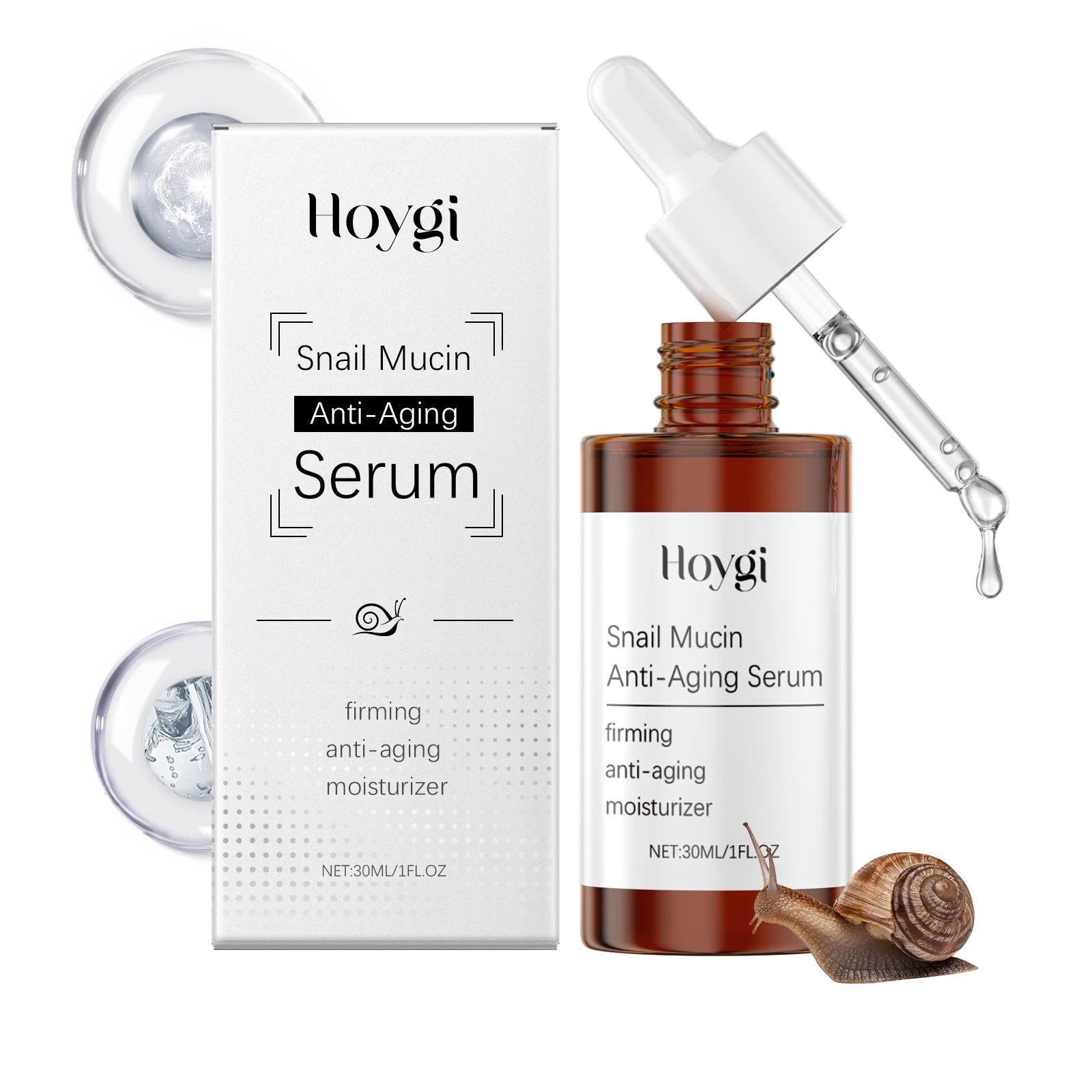 Snail Anti Aging Serum Reduce Wrinkle Firming Fade Fine Lines Repair Damaged Skin Lifting Rejuvenation Moisturizing Face Essence Peaceful Pleasures Health and Wellness 30ml boxed