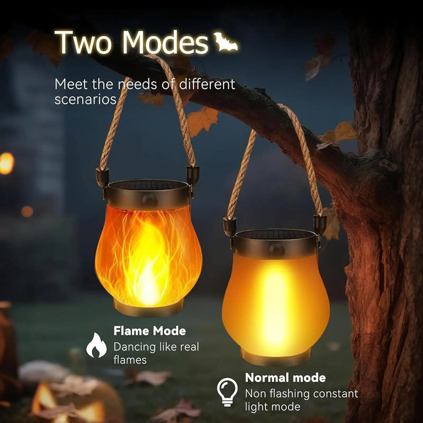 Solar Flame Hanging Lantern | USB Rechargeable Outdoor Light Solar Hanging Lantern Peaceful Pleasures Health and Wellness