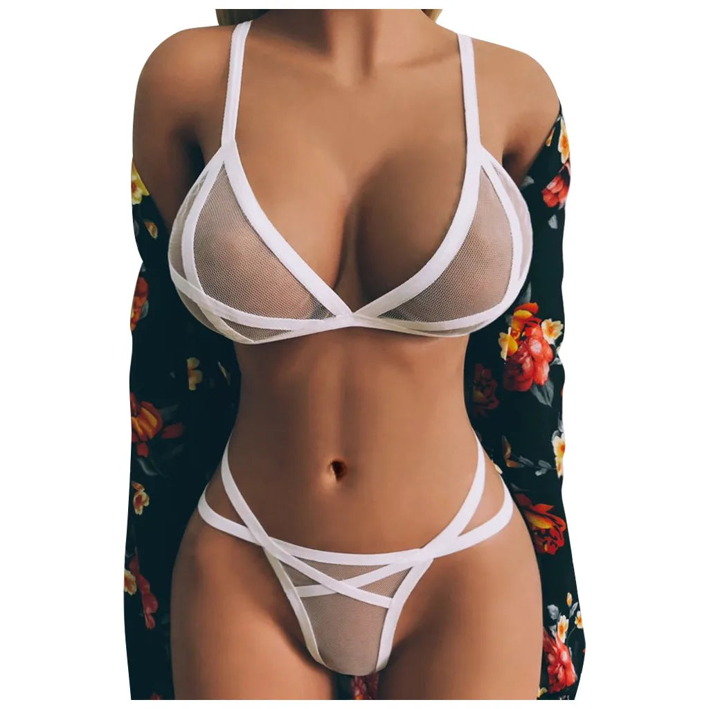 Women Sexy Lingerie Corset Solid Erotic Mesh Transparent Bra Panty Lingerie Underwear Set Lenceria Erotica Mujer Sexi Babydoll Peaceful Pleasures Health and Wellness
