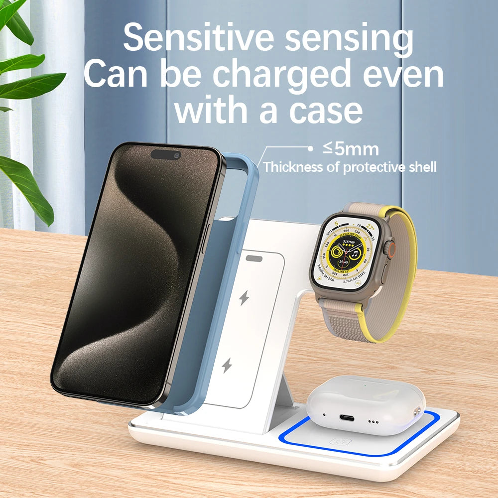 3-in-1 Foldable Wireless Charger for iPhone, Apple Watch & AirPods