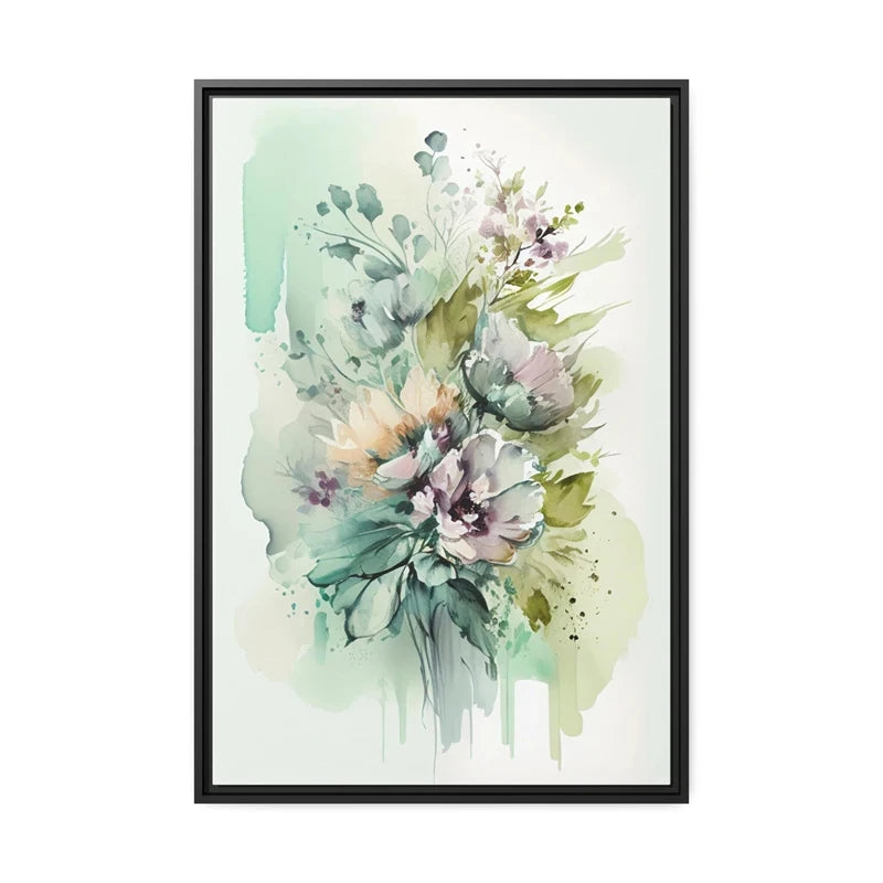 Colorful Flowers Watercolor Canvas Wall Art Print | Unframed
