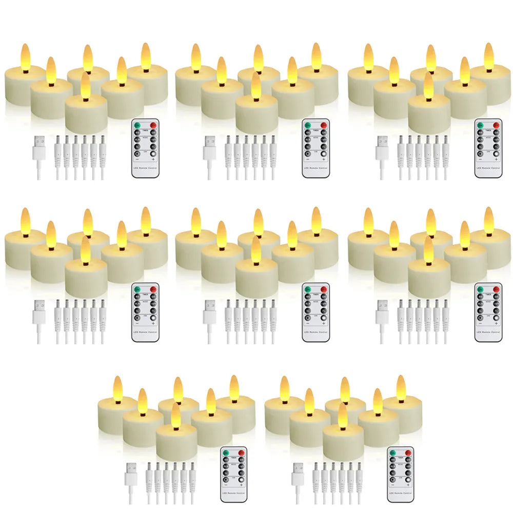 Rechargeable Flameless Flickering Candles LED Tealights 12/24-Pack with Remote & Timer Battery Operated for Christmas Home Decor Peaceful Pleasures Health and Wellness 48 Pcs