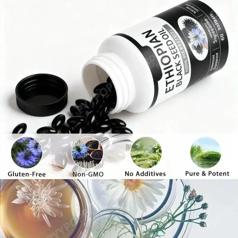 Black Seed Oil 800mg Capsules | 100% Ethiopian Pure | 60 Softgels