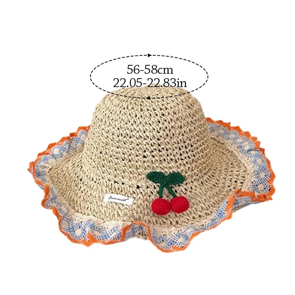 Wide Brim Straw Sun Hat – Floral Tie & Hollow Weave Women's