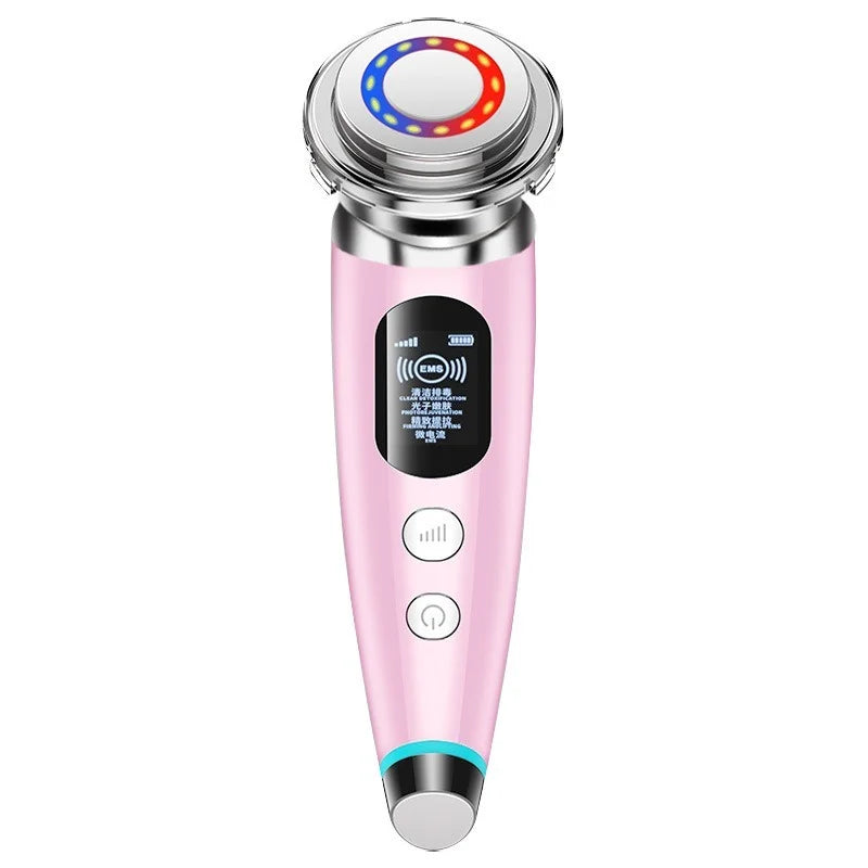 ‌Facial Massager - 4-in-1 Anti-Aging Device with Light Therapy, Wrinkle Reduction & Skin Rejuvenation for Home Use Peaceful Pleasures Health and Wellness China Mainland Pink
