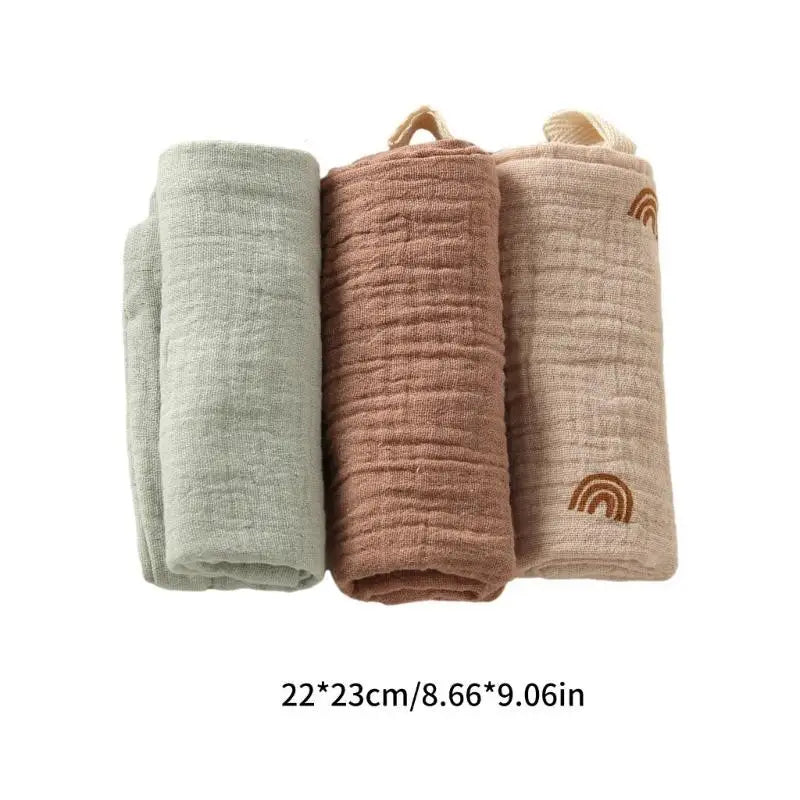 Baby Burp Cloths Set of 3 – Soft 4-Layer Cotton Square Towels