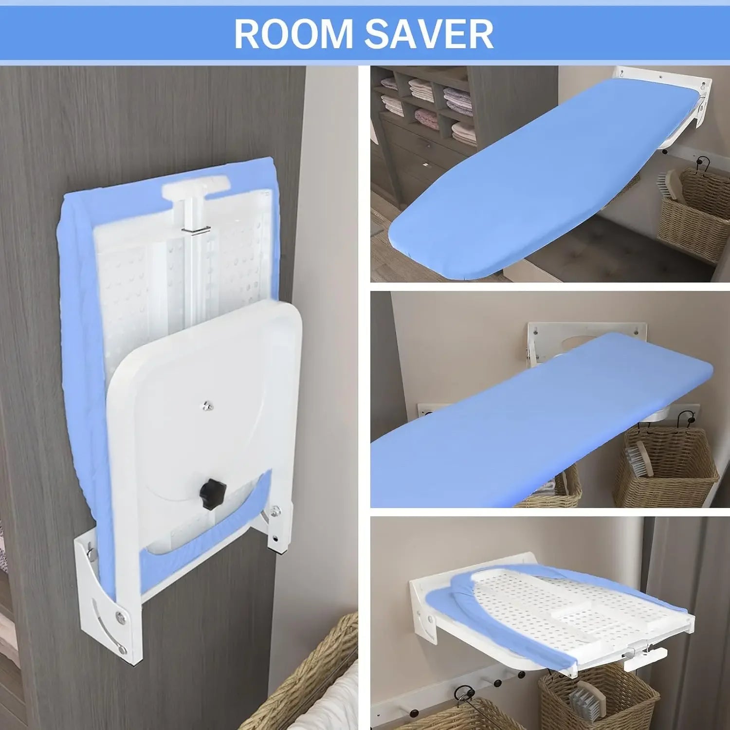 Space Saving Wall Mount Ironing Board, 180° Swivel Heavy Duty with Heat Resistant Cover for Small Laundry Rooms Peaceful Pleasures Health and Wellness