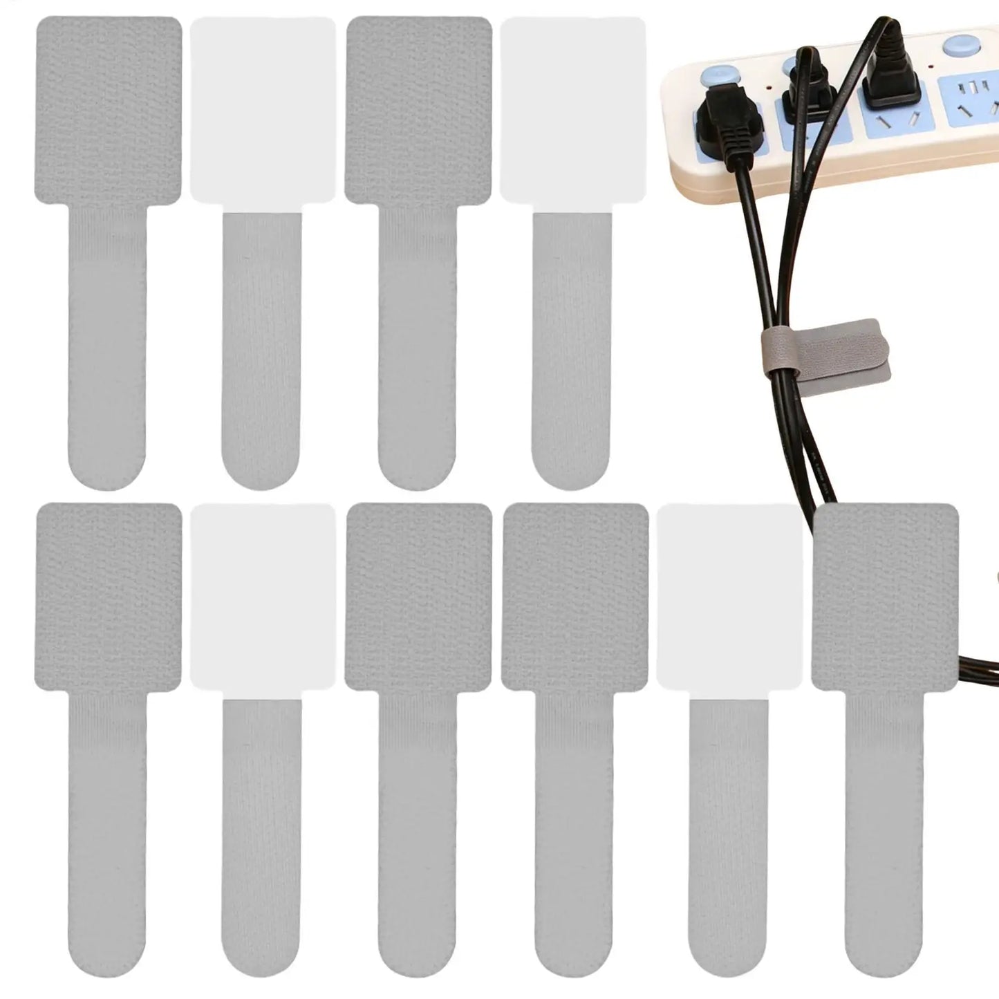 10-Pack Reusable Non-Slip Cable Organizer Clips & Wire Ties
