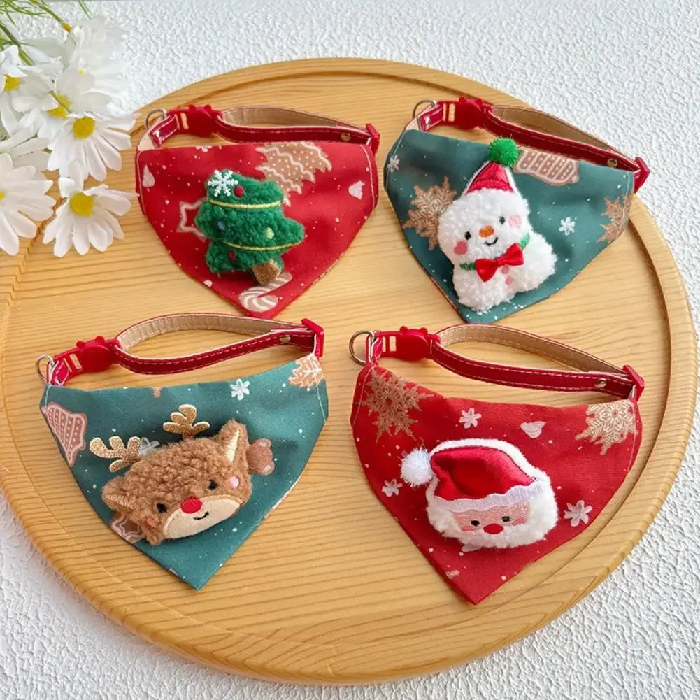 Adjustable Christmas Scarf For Dog Cat Saliva Towel Fashionable Neck Scarf Ring Triangle Bib Neckerchief Pet Supplies Peaceful Pleasures Health and Wellness