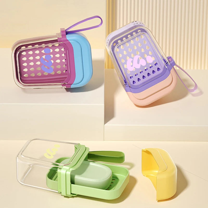 Dopamine Portable Soap Box High-end Travel Mini Soap Box Household Creative Sealed Double-layer Draining Storage Box with Lid Peaceful Pleasures Health and Wellness