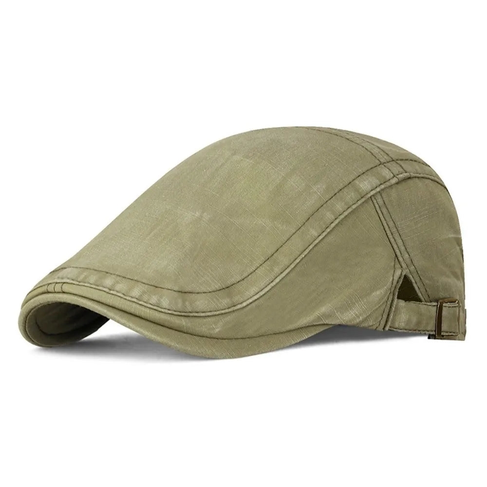Retro Washed Cotton Beret Newsboy Hat – Adjustable Unisex Cap