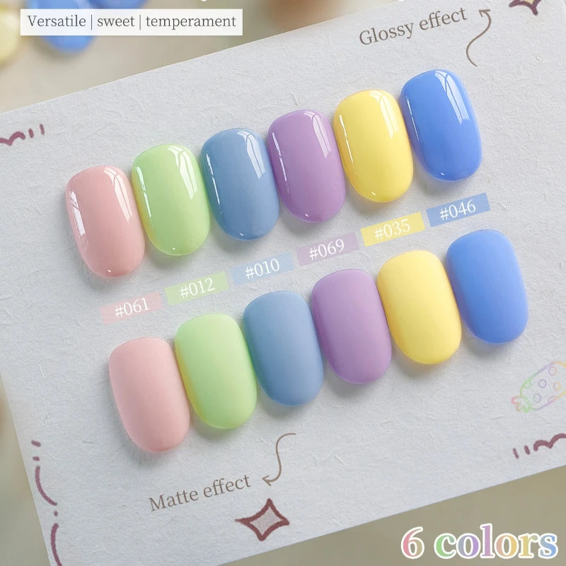 6-Color Macaron Gel Nail Polish Set | Pastel Candy Shades