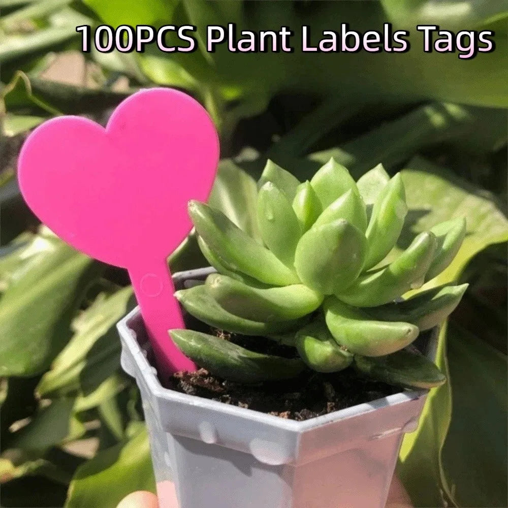 100PCS Heart-Shaped Waterproof Plant Labels | Reusable Garden Tags