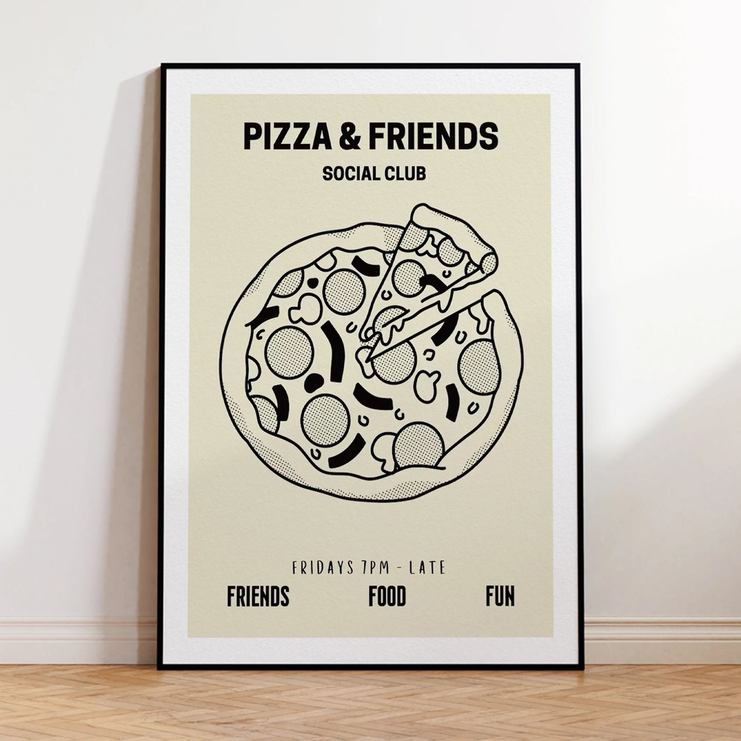 Pizza & Friends Social Club Canvas Wall Art Print | Home Decor