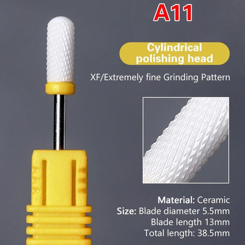 Ceramic Milling Cutter Nail Drill Bit Electric Manicure Pedicure Mill Bits Machine Files Nail Art Tools Equipment Peaceful Pleasures Health and Wellness A11