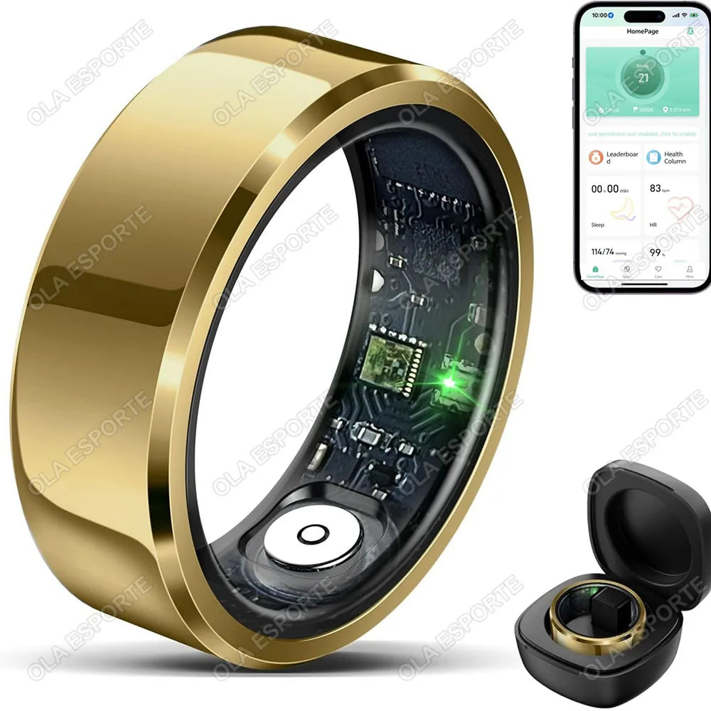 2026 New Smart Ring Heart Rate Blood Pressure Sleep Monitoring Motion Tracking IP68 Waterproof Men Women Smart Ring Holiday Gift Peaceful Pleasures Health and Wellness Gold Box 13