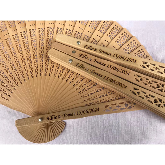 Custom Engraved Wooden Folding Hand Fan 10pcs – Wedding & Bridal Wedding Fan Gift Set Peaceful Pleasures Health and Wellness