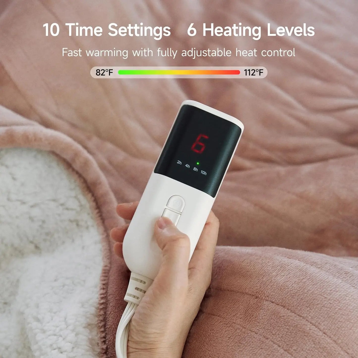 Queen Electric Heated Blanket – Dual Controllers, 6 Levels, ETL/FCC Peaceful Pleasures Health and Wellness