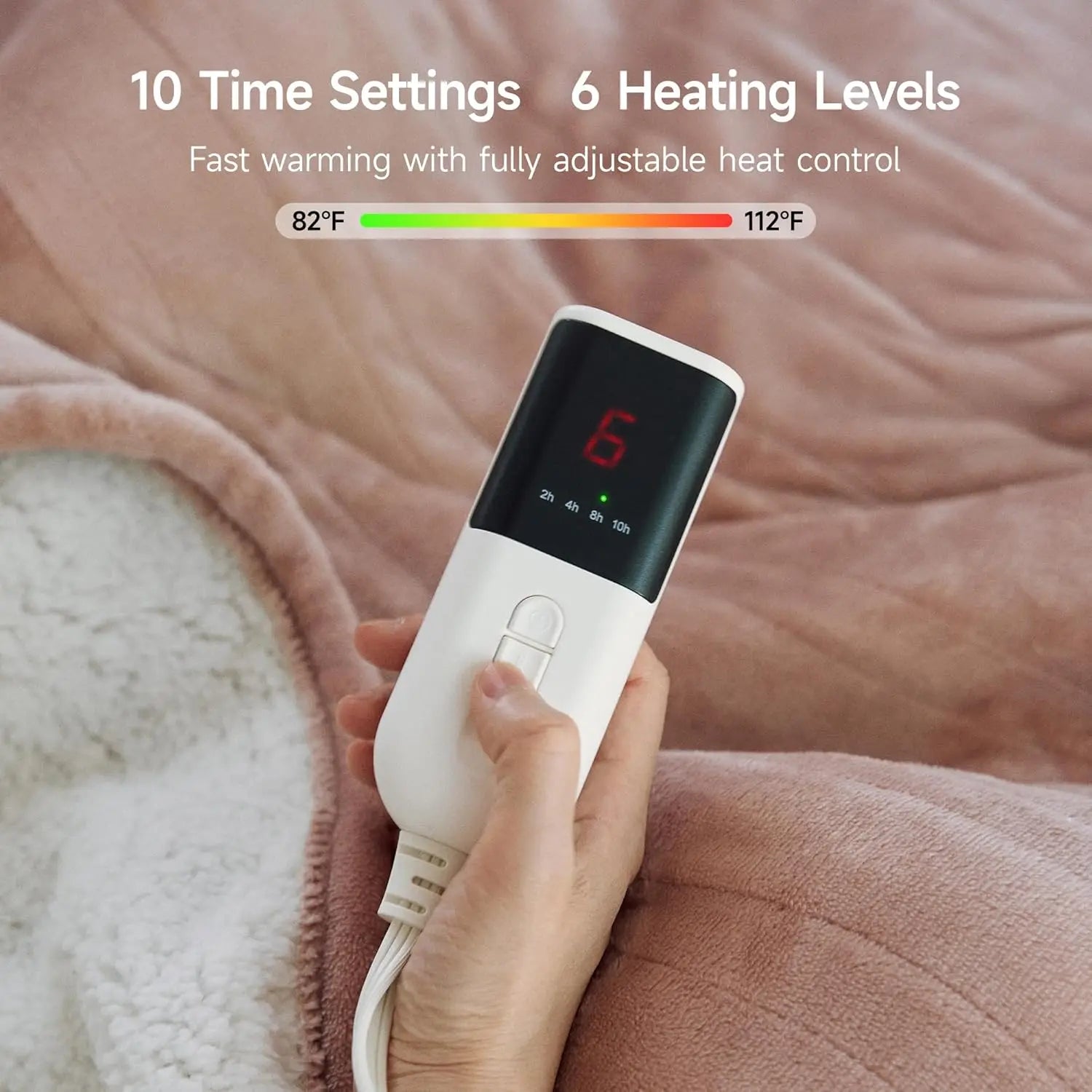 Queen Electric Heated Blanket – Dual Controllers, 6 Levels, ETL/FCC Peaceful Pleasures Health and Wellness