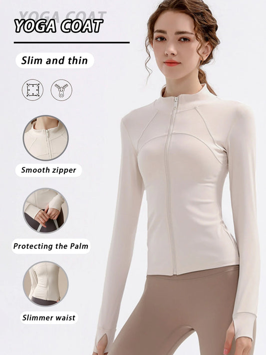 Women's High-End Slim Fit Workout Jacket - Full Zip Up Quick-Dry Yoga Running Top with Sun Protection Peaceful Pleasures Health and Wellness