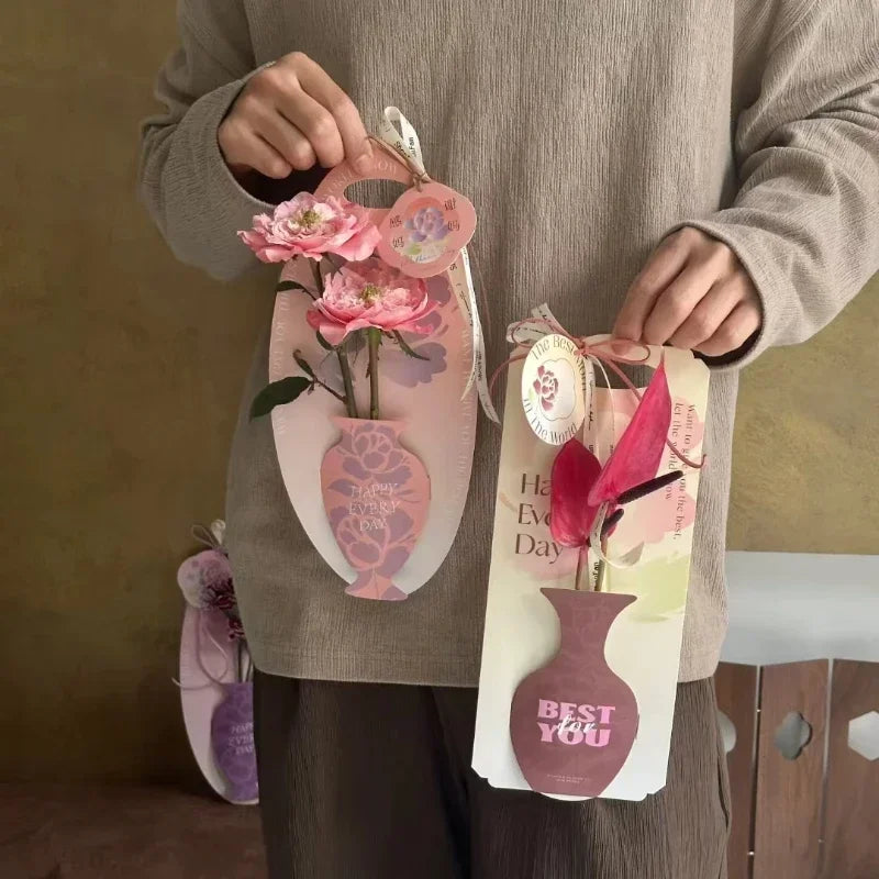 Foldable Flower Bouquet Box Handheld Gift Box Set of 10