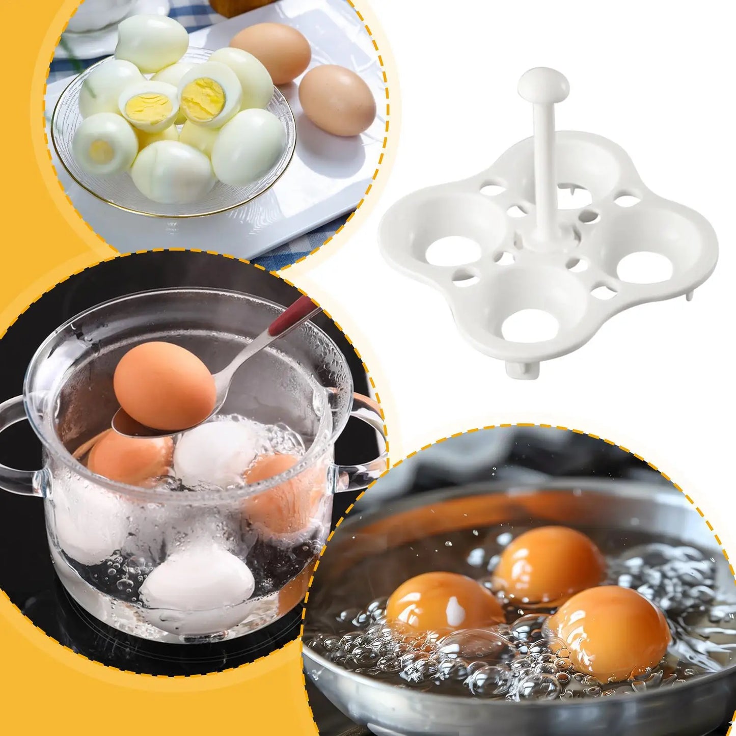 Egg Boiler Holder & Steamer Rack – 4 or 5 Egg Slots