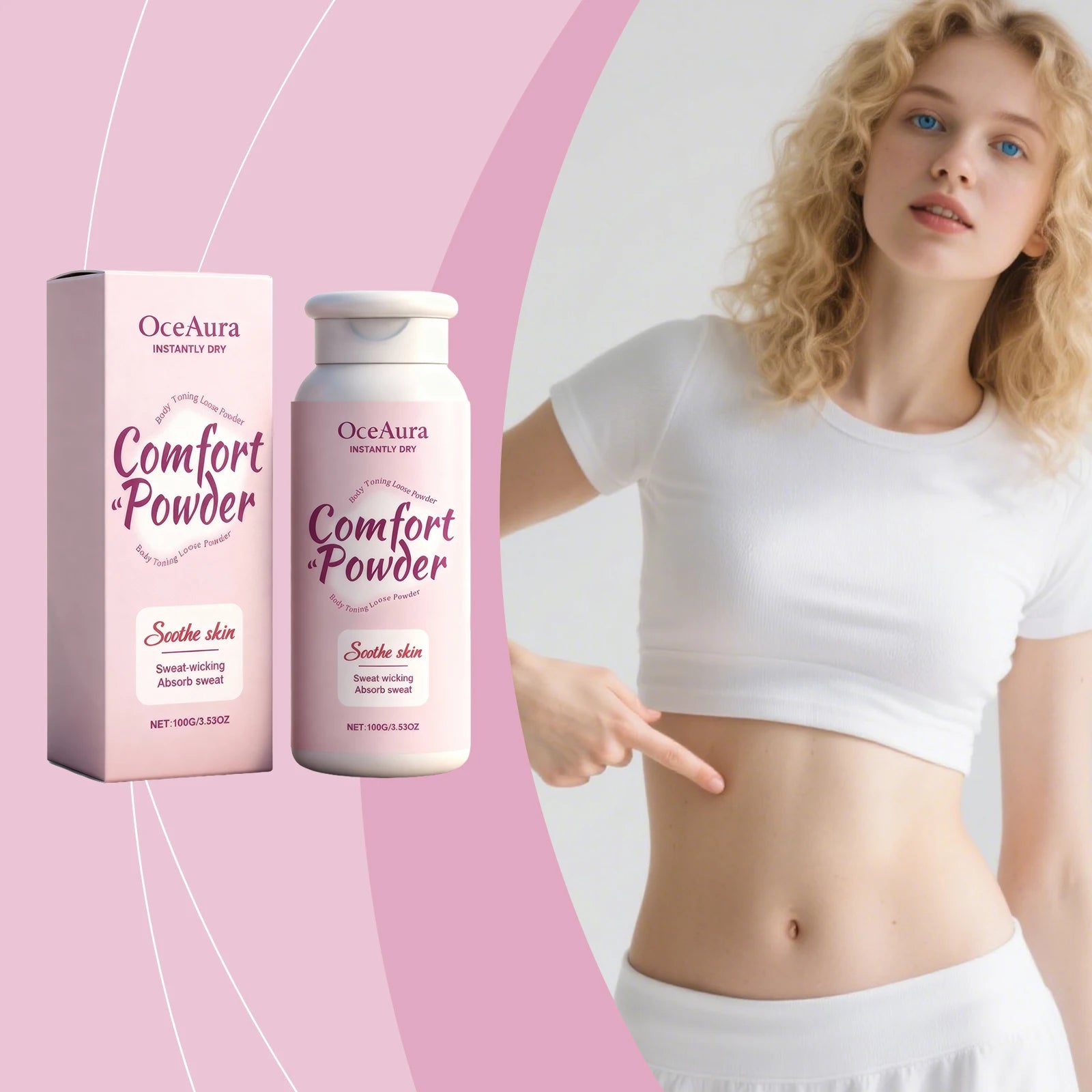 OceAura Comfort Body Powder – Sweat & Odor Control 100ml Body Comfort Powder Peaceful Pleasures Health and Wellness Default Title