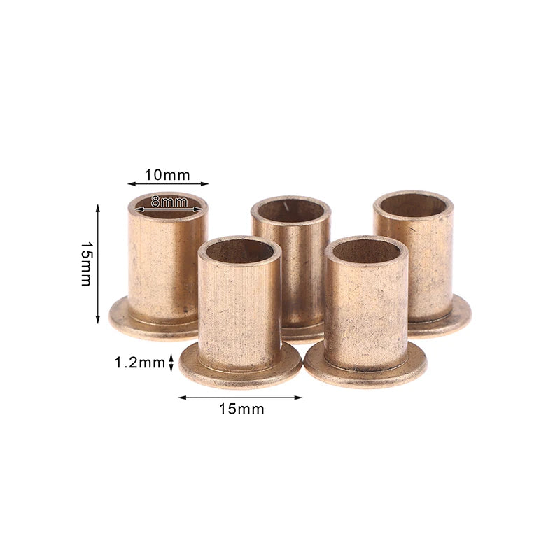 5Pcs Flange Bushing Copper Sleeve Inner Diameter 8MM Powder Metallurgy Oil Bearing With Edge Step Shoulder Peaceful Pleasures Health and Wellness 8x10x15