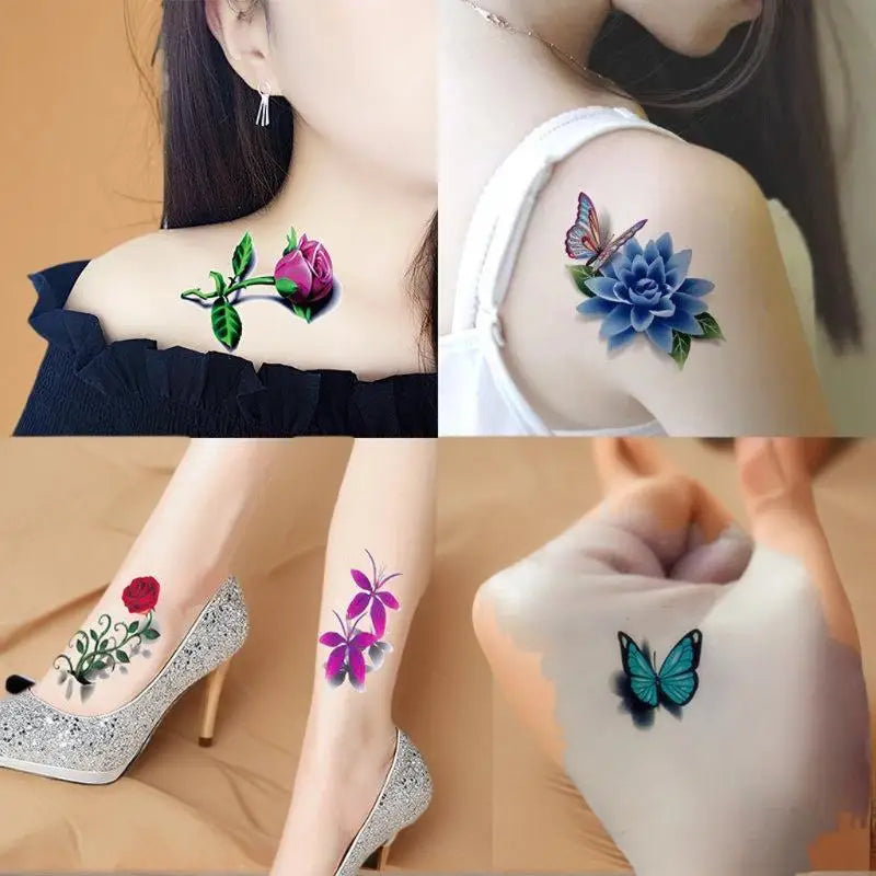 20 Sheets Waterproof Temporary Flower Butterfly Tattoo Stickers Women Fashion Art Sexy Removable Men Body Sticker Long-Lasting Peaceful Pleasures Health and Wellness