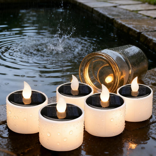 6Pcs Solar Candles Waterproof Dusk to Dawn Outdoor Lighting Reusable LED Tea Light Candles for Lantern Garden Camping Home Decor Peaceful Pleasures Health and Wellness