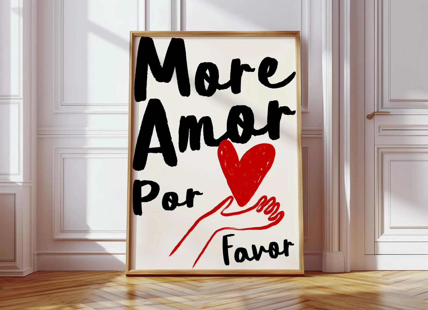 Más Amor Por Favor Love Quote Canvas Wall Art | Pink Blue