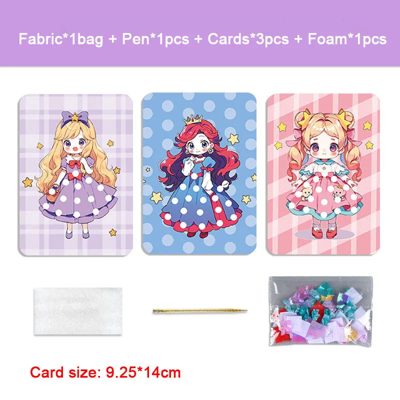 Creative Princess Puzzle Puncture Painting Board Pens Fabric Craft