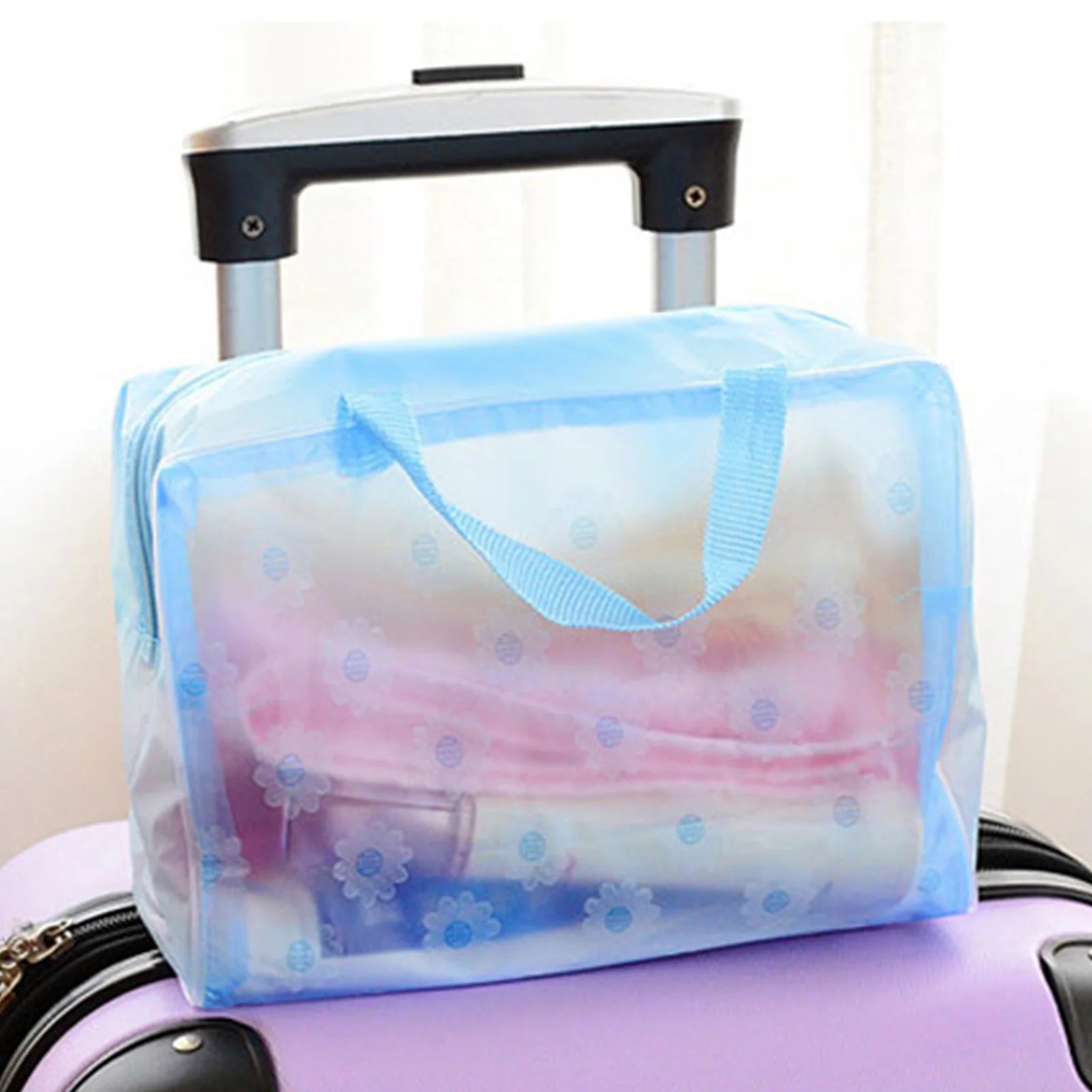 PVC Waterproof Clear Makeup Bag With Zipper And Handle For Travel Bathroom Storage Cosmetic Organizer Peaceful Pleasures Health and Wellness