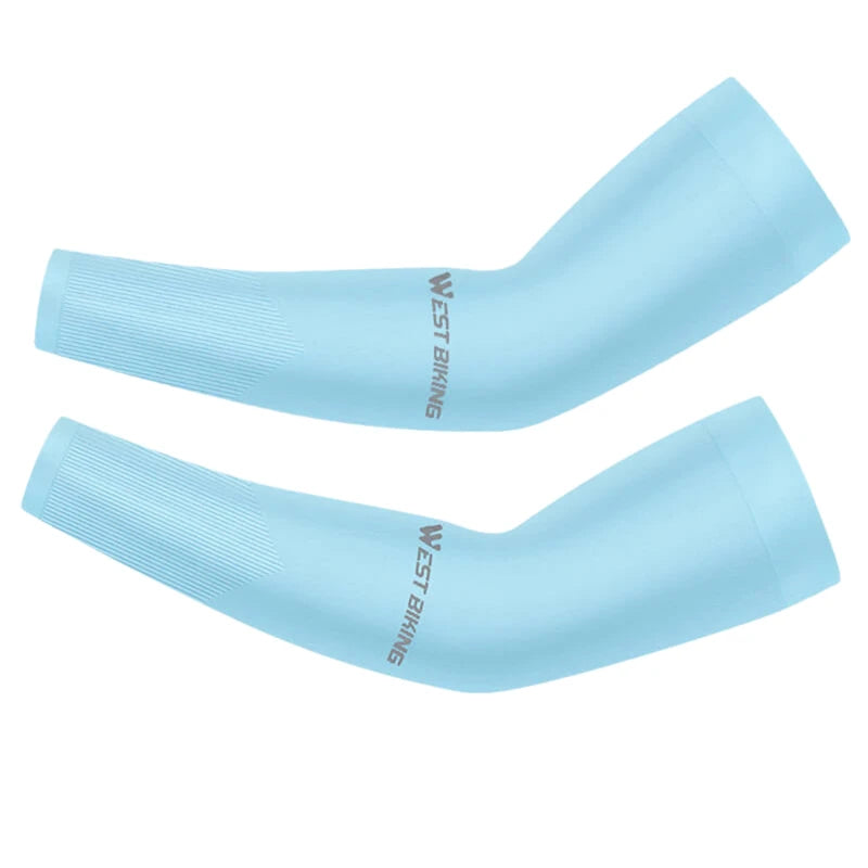 Cooling UV Protection Arm Sleeves for Men Women Summer Sunscreen Sunblock Cycling Running Fishing Driving Sport Cover Peaceful Pleasures Health and Wellness blue One Size