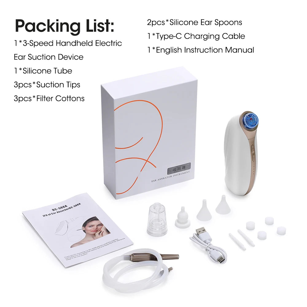 Ear Wax Vacuum Removal Tool Electric Sucker Nasal Aspirator Ear Cleaner for Adults and Kids Ears Nose for Swimming Ear Infection Peaceful Pleasures Health and Wellness as picture show