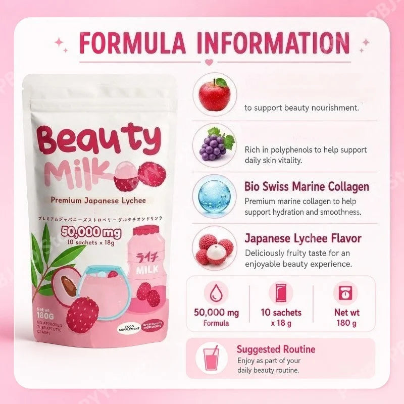 Beauty Milk Marine Collagen Swiss Apple Grape Extract – 10 Sachets