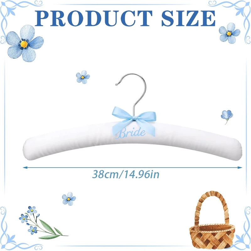 Bride Sponge Hanger Blue Bows | Bridal Shower Gift Bridal Dress Hanger Peaceful Pleasures Health and Wellness