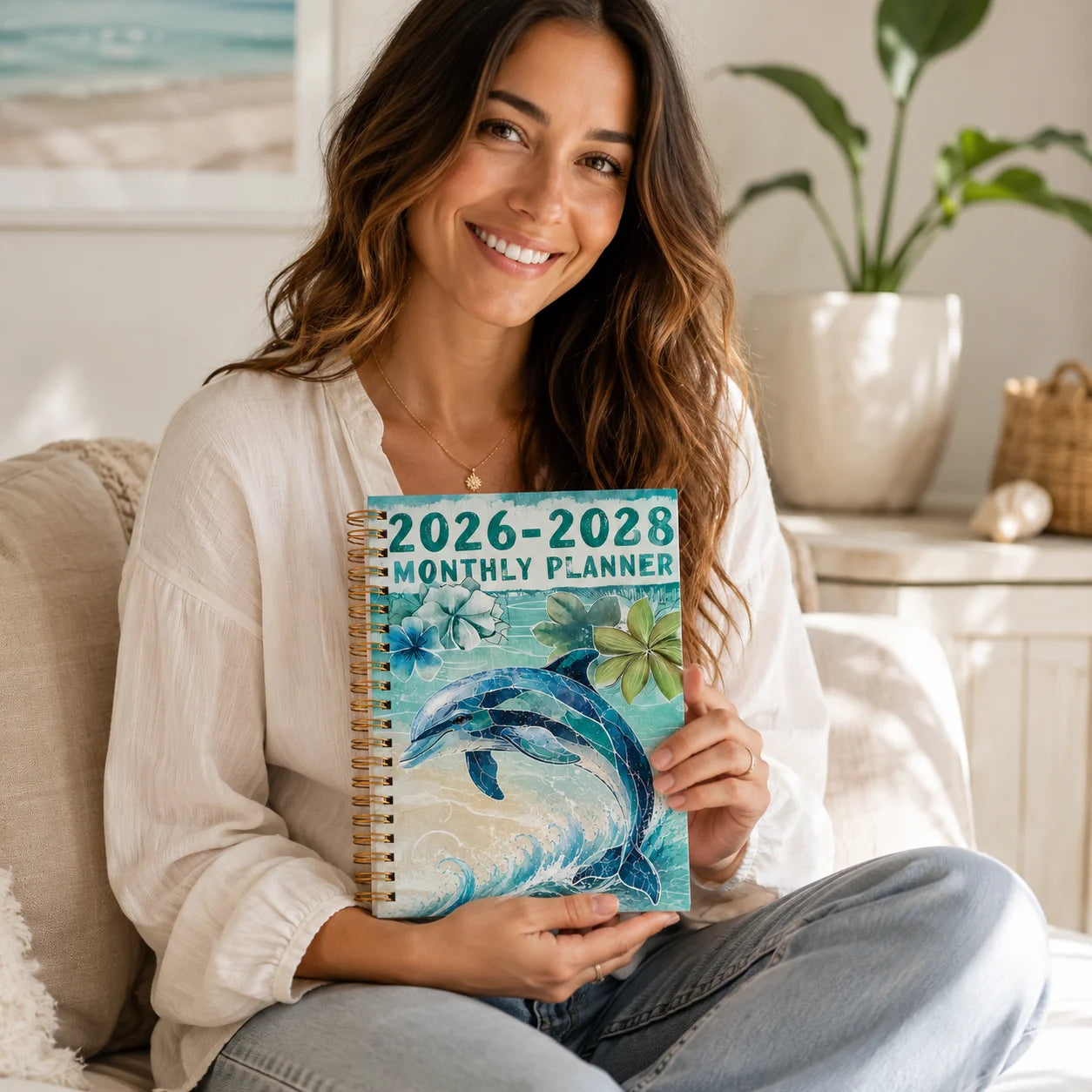 2026-2028 3 Year Spiral Planner Monthly Daily Agenda Cute Dolphin