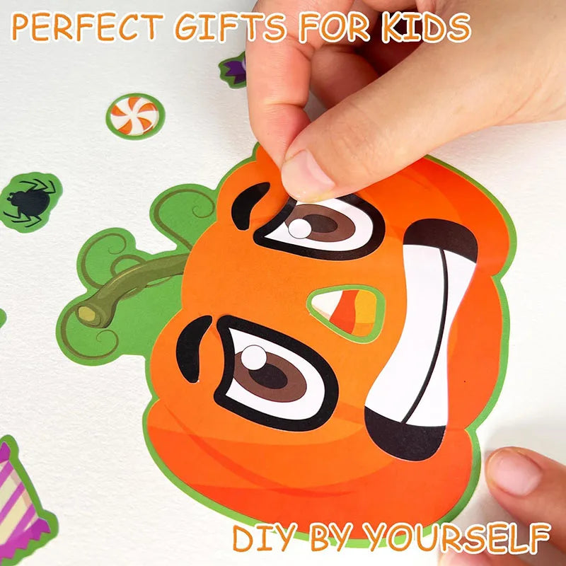 Funny Make Pumpkin Stickers Kids Toddlers 14 Different Designs Face