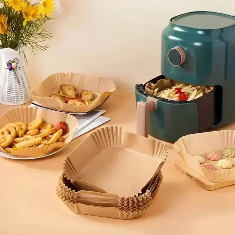Air Fryer Parchment Paper Liners 50–200Pcs Non-Stick Disposable
