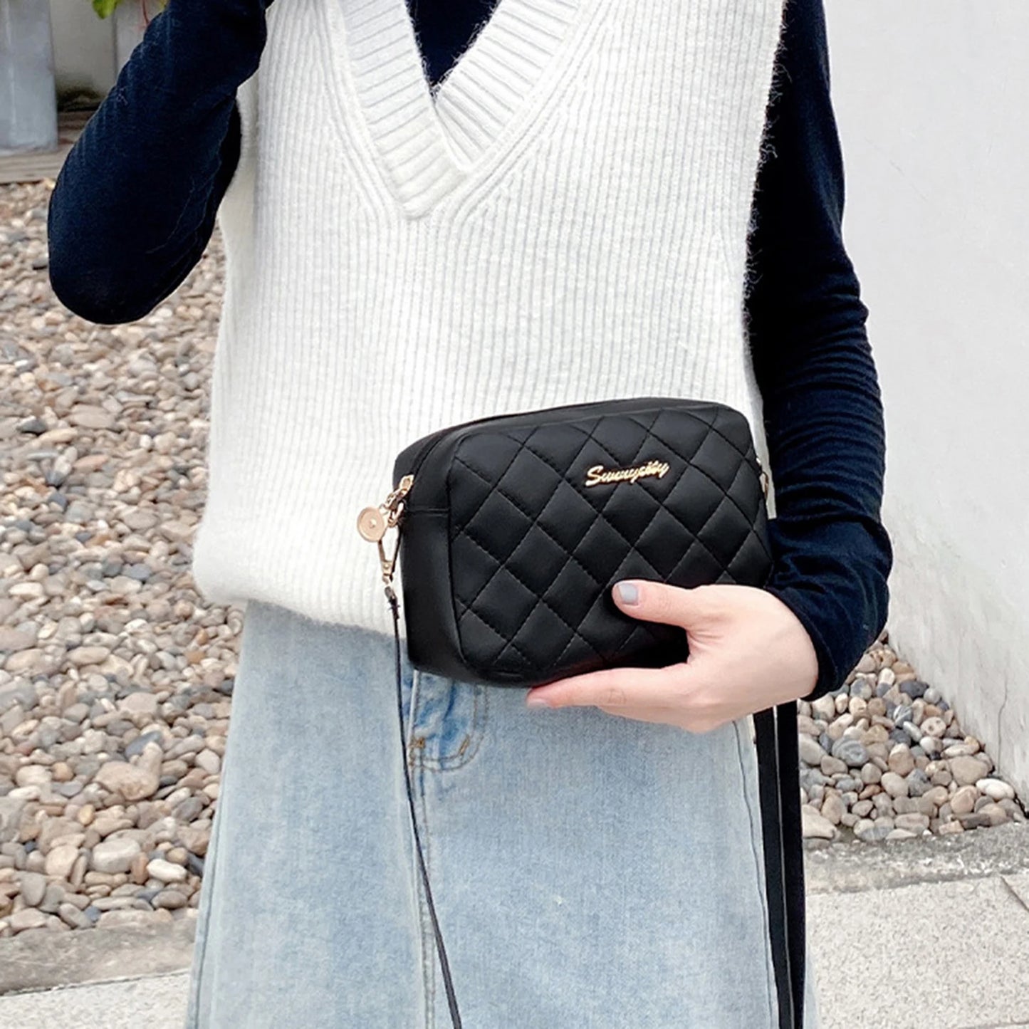 Square Shoulder Bag for Women Vintage Solid Color Square Crossbody Bags Suitable for Women Girls Gift Peaceful Pleasures Health and Wellness