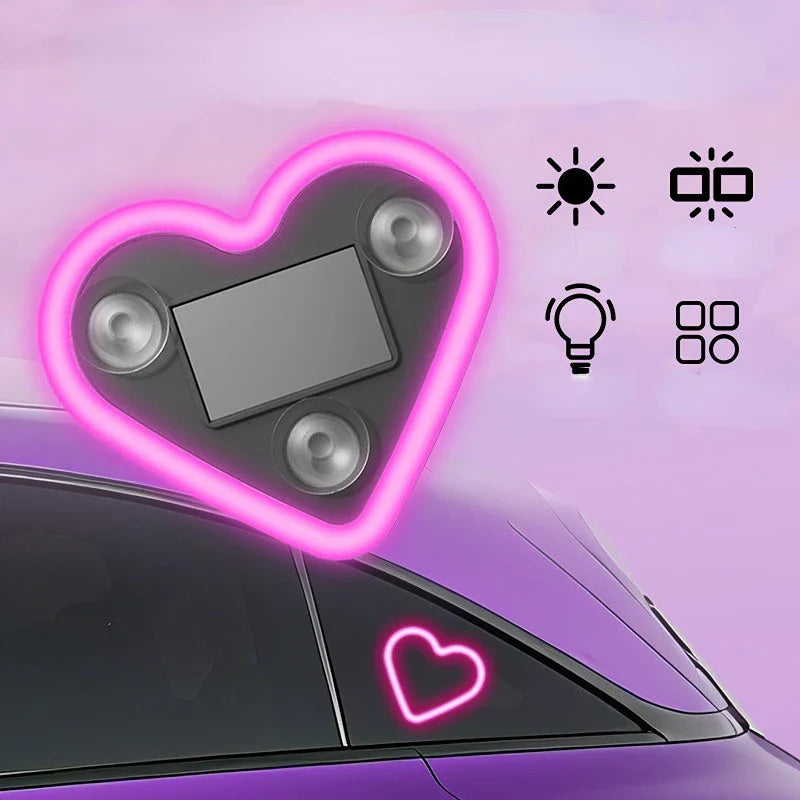 Solar Heart LED Atmosphere Light – Wireless Car Interior Lamp