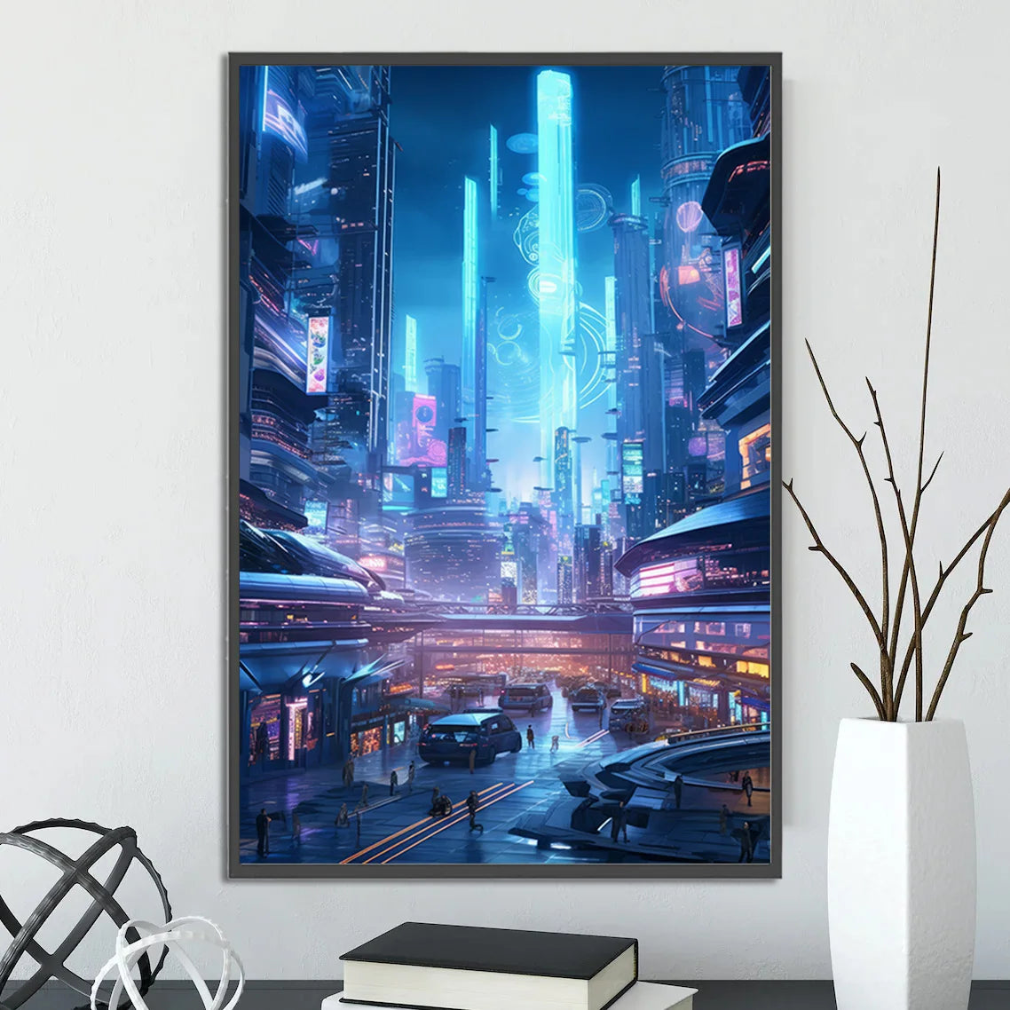 Cyberpunk City Poster Figures Home Decoration Painting Pictures Wall Cartoons Computer Room Wallpaper Gift Peaceful Pleasures Health and Wellness