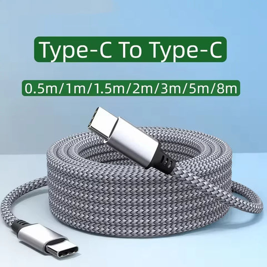 60W USB-C to USB-C Fast Charging Cable | Nylon Braided 1M–8M Peaceful Pleasures Health and Wellness