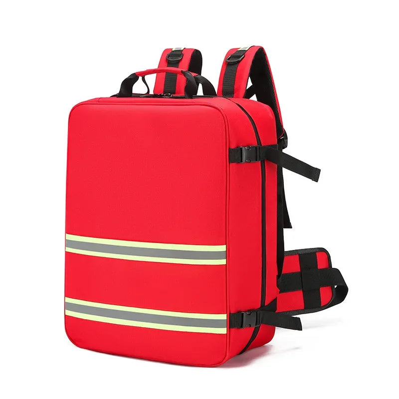 1200D Tear Resistant Fire Control Rescue First Aid Kits Outdoor Waterproof Storage Backpack Knapsack Travel Camping Bag Peaceful Pleasures Health and Wellness Red