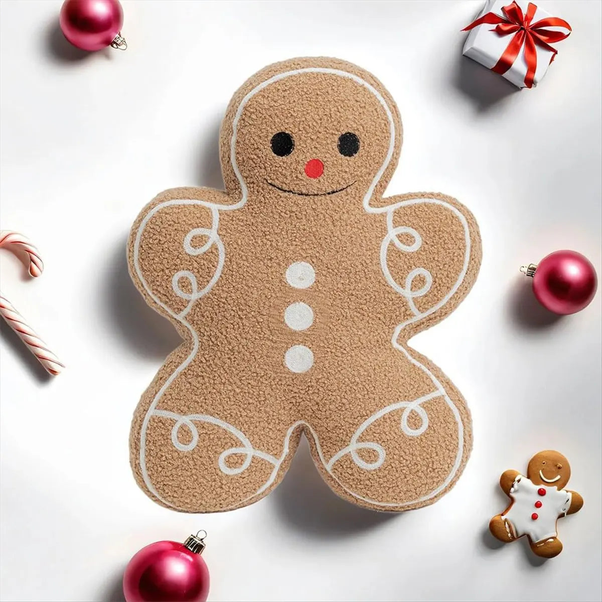Gingerbread Man Christmas Throw Pillow – Festive Plush Cushion Peaceful Pleasures Health and Wellness
