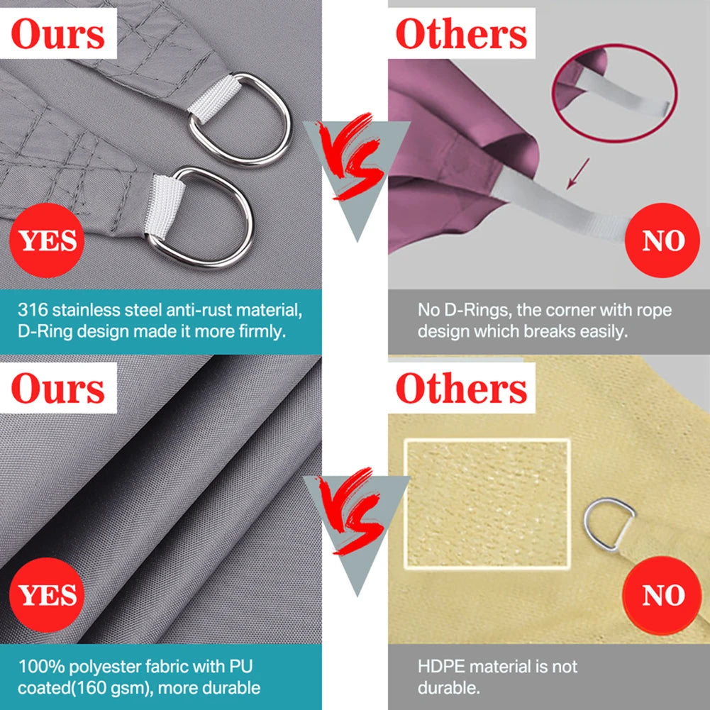 Grey Sun Shade Sail Rectangle Square Triangle UV Block Sunshade for Yard Deck Canopy Awning Outdoor Garden Waterproof Cloth Peaceful Pleasures Health and Wellness