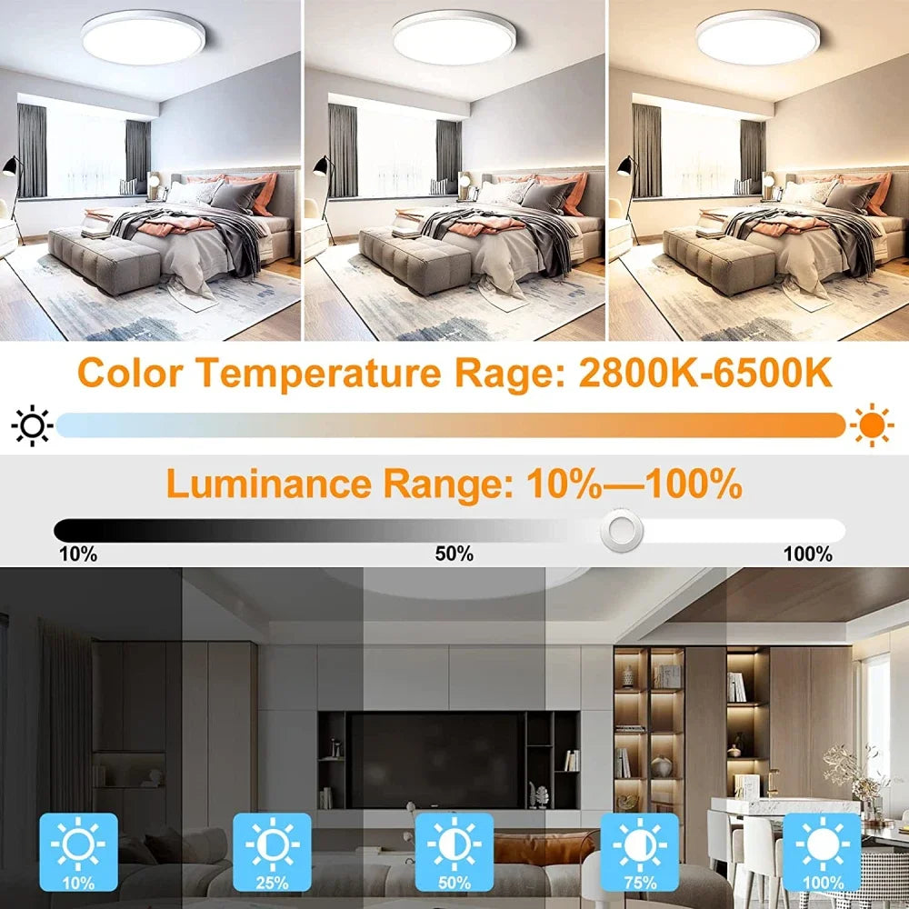 RUNTOIN Dimmable LED Flush Mount Ceiling Light | Ultrathin