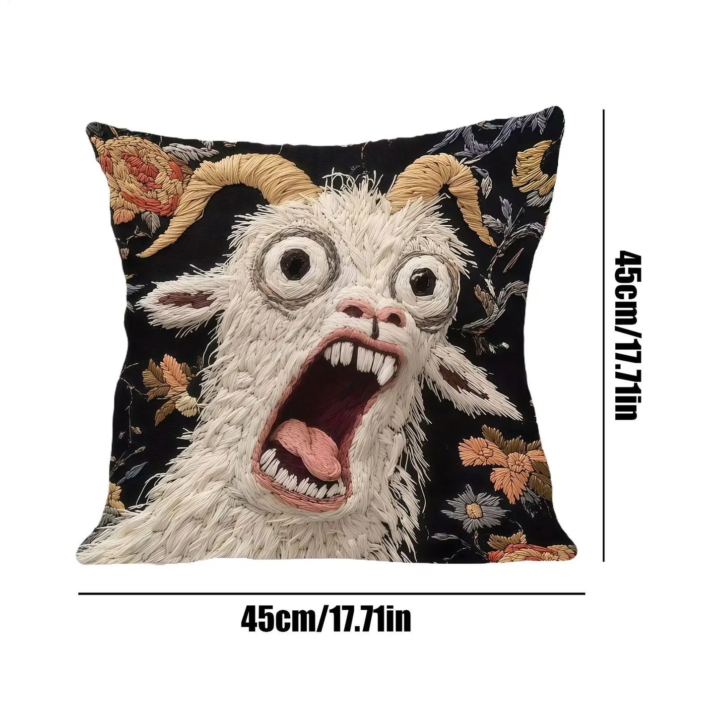 Screaming Goat Throw Pillow Cover | Funny Cushion Case 18x18"